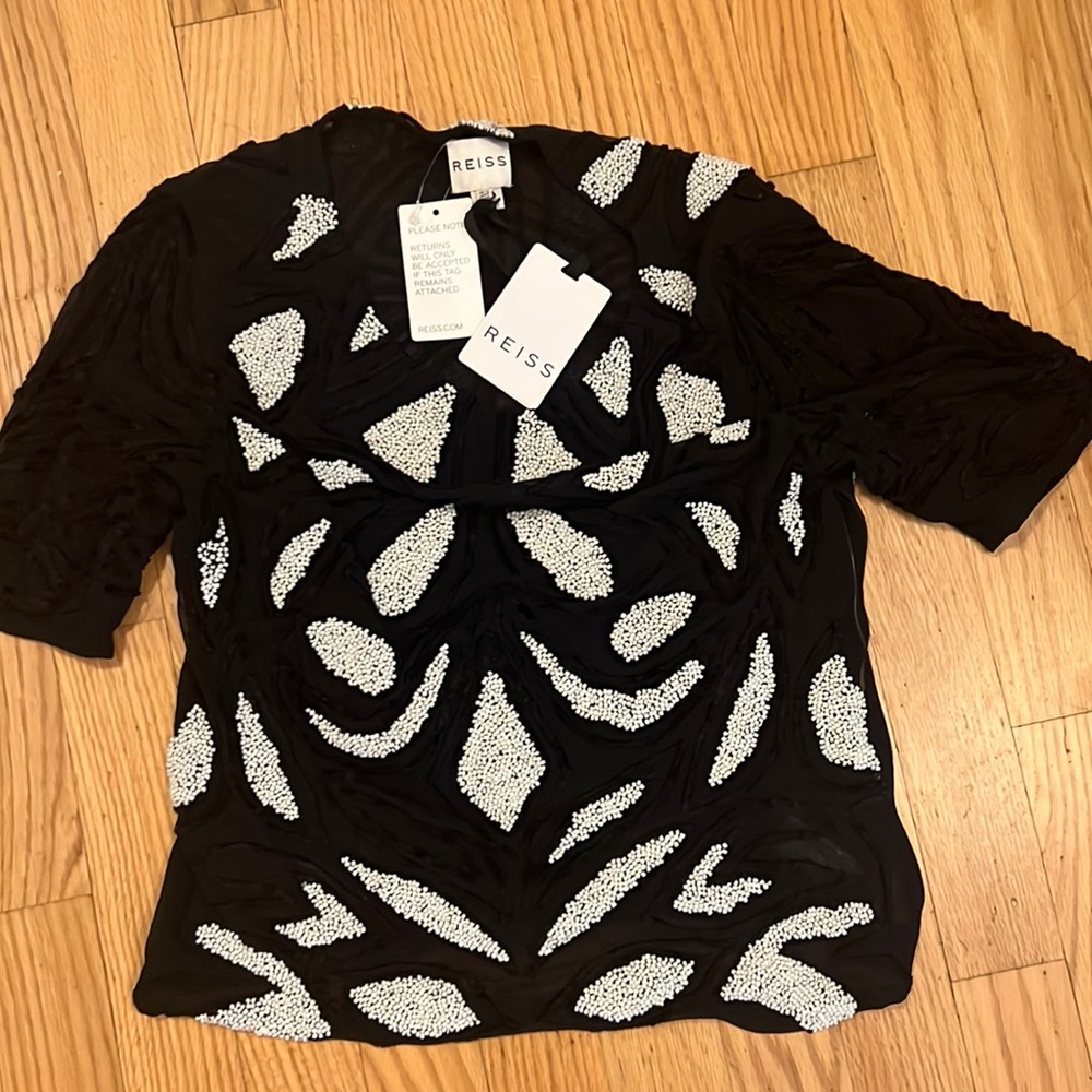 Reiss Basset black/cream bead detail top!